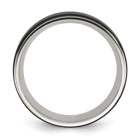 Chisel Stainless Steel Polished with Black IP-plated Brushed Center 8mm Band
