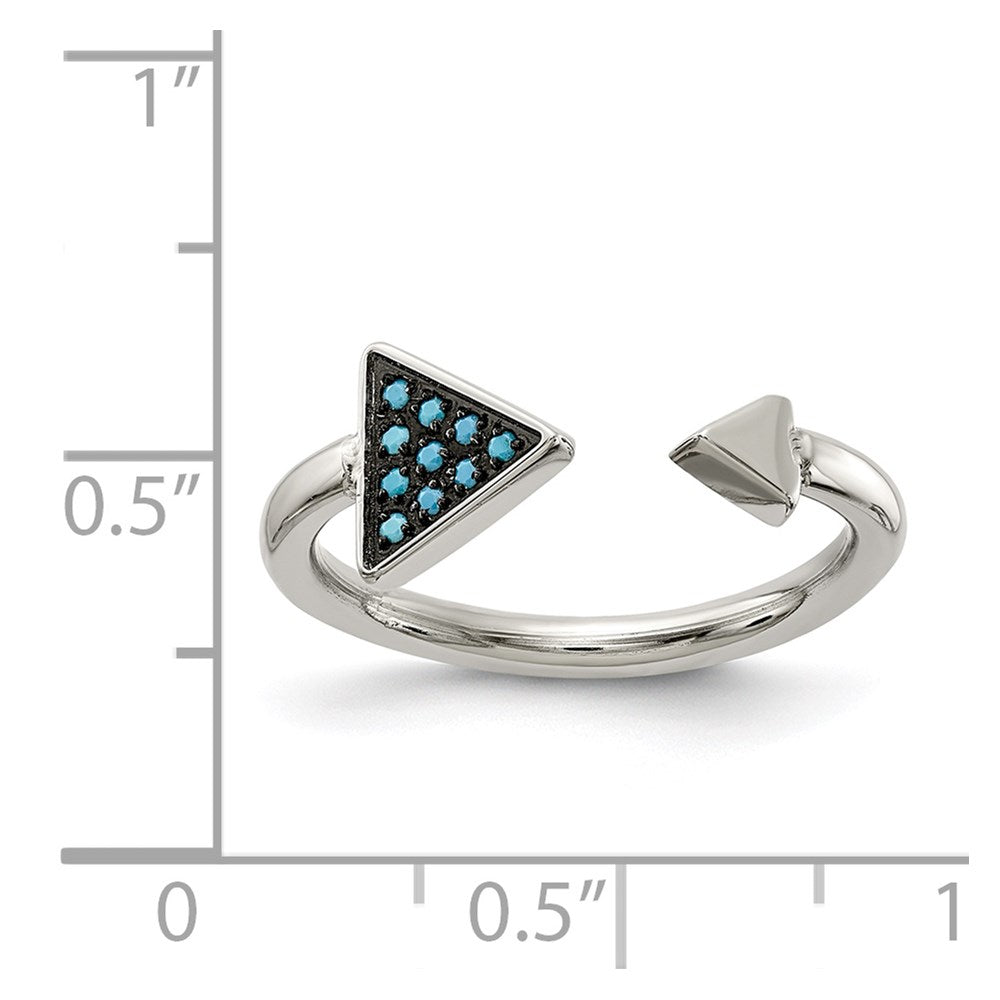 Chisel Stainless Steel Polished with Reconstructed Turquoise Triangle Ring