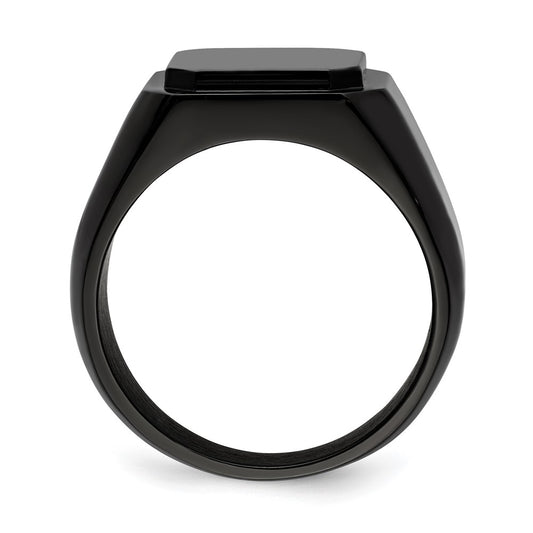 Chisel Stainless Steel Polished Black IP-plated Signet Ring