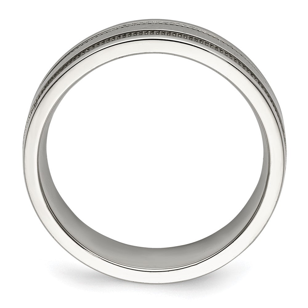 Chisel Stainless Steel Polished 6mm Grooved and Beaded Band