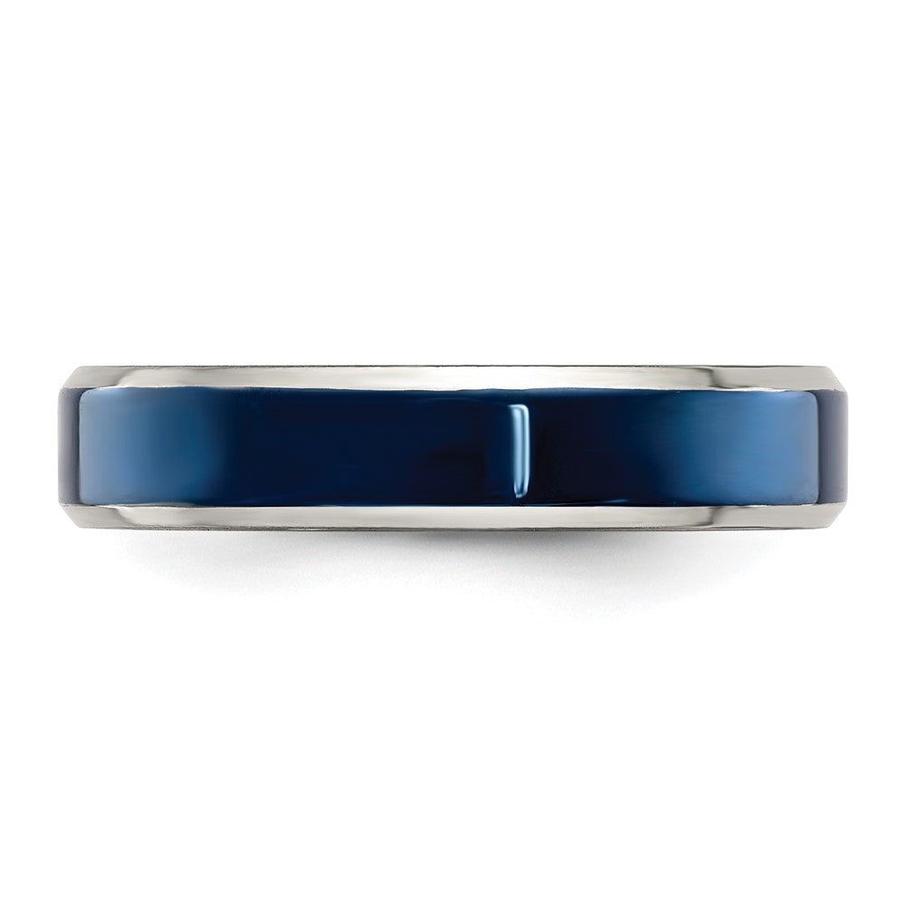 Chisel Stainless Steel Polished Blue IP-plated 5mm Band