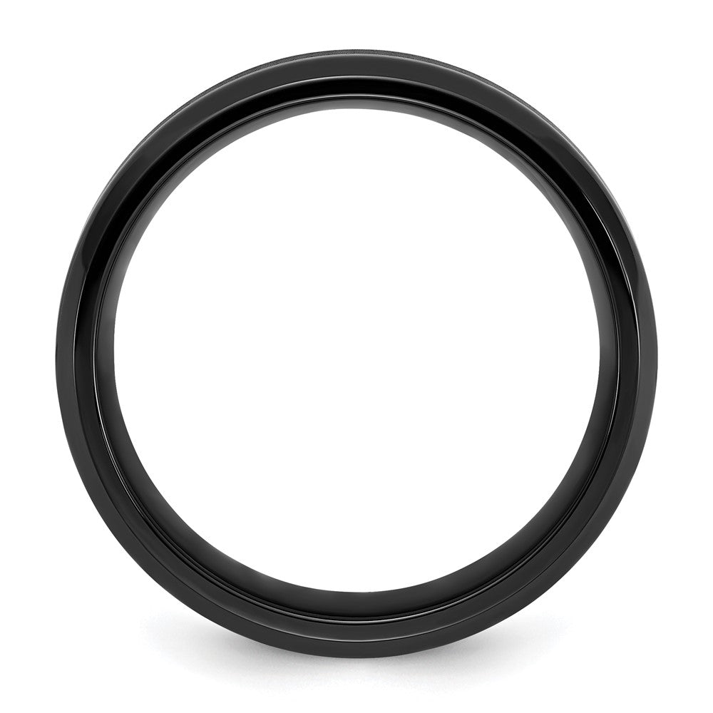 Chisel Stainless Steel Polished Black IP-plated Brushed Center 8mm Band