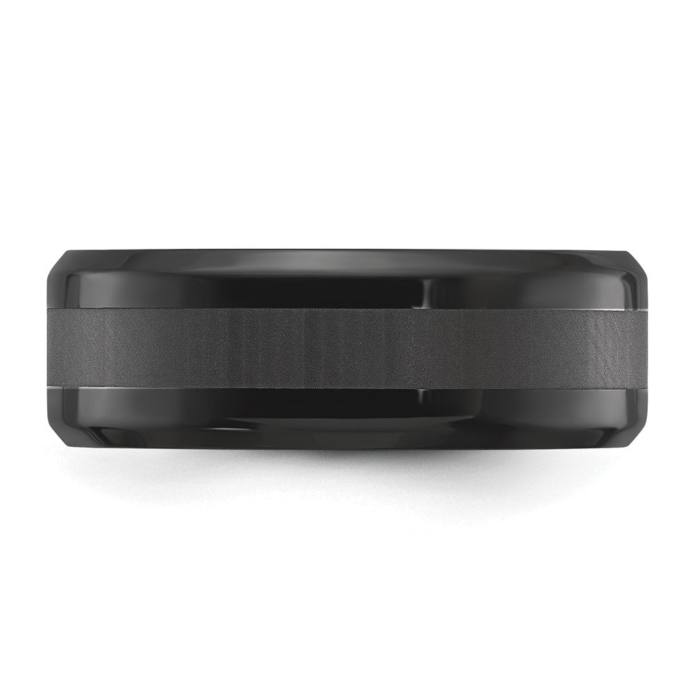 Chisel Stainless Steel Polished Black IP-plated Brushed Center 8mm Band