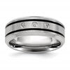 Chisel Stainless Steel Brushed and Polished Enameled with CZ 8mm Band