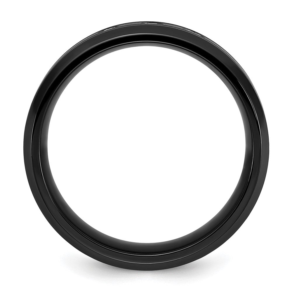 Chisel Stainless Steel Brushed and Polished Black IP-plated with CZ 8mm Band
