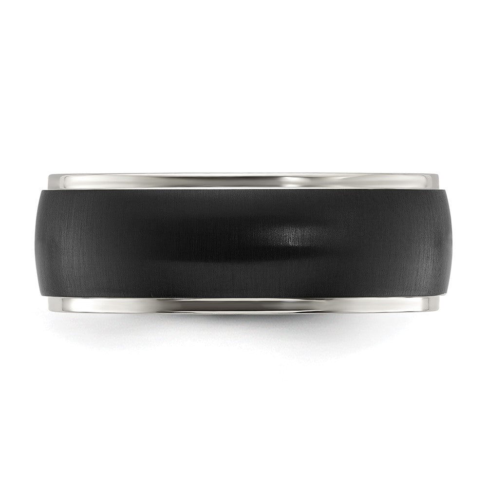 Chisel Stainless Steel Polished with Brushed Black IP-plated Center 8mm Band