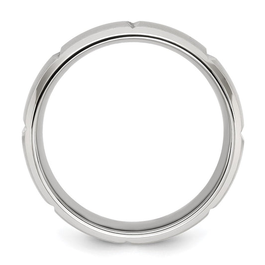 Chisel Stainless Steel Brushed and Polished Grooved 8mm Band