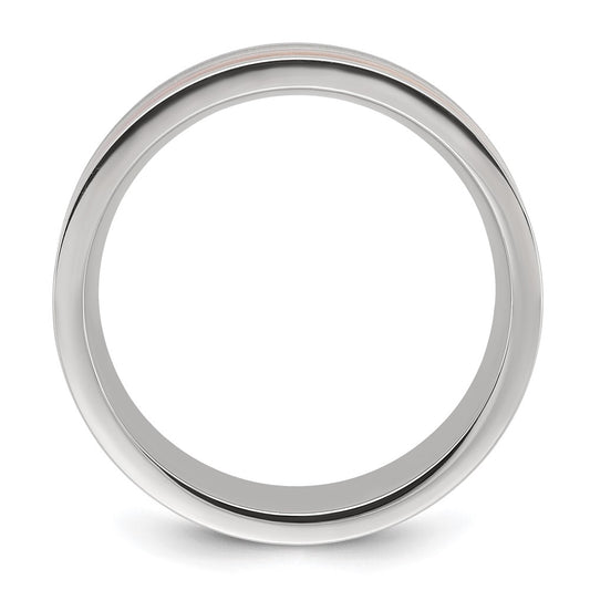 Chisel Stainless Steel Polished with Wood Inlay 8mm Band