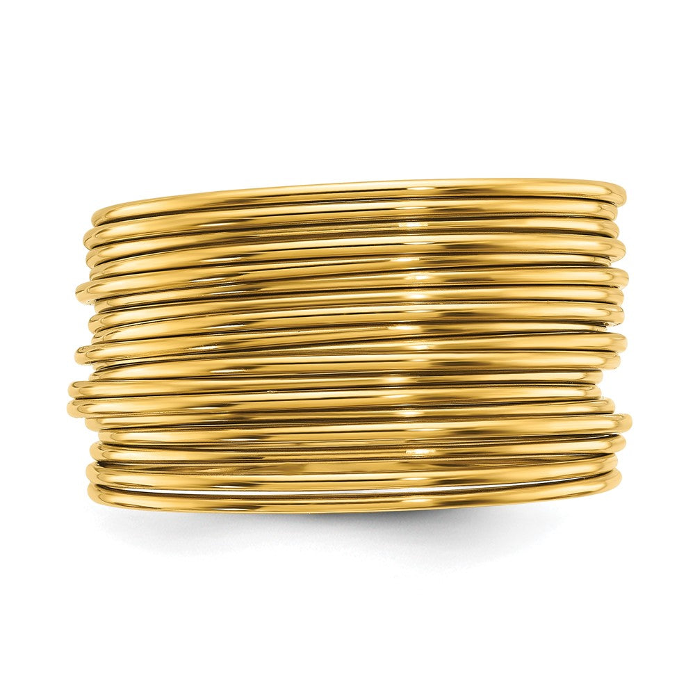 Chisel Stainless Steel Polished Yellow IP-plated Multi-Wire Ring