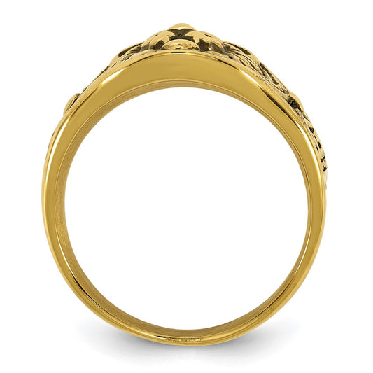 Stainless Steel Yellow IP Antiqued and Polished Lion Ring