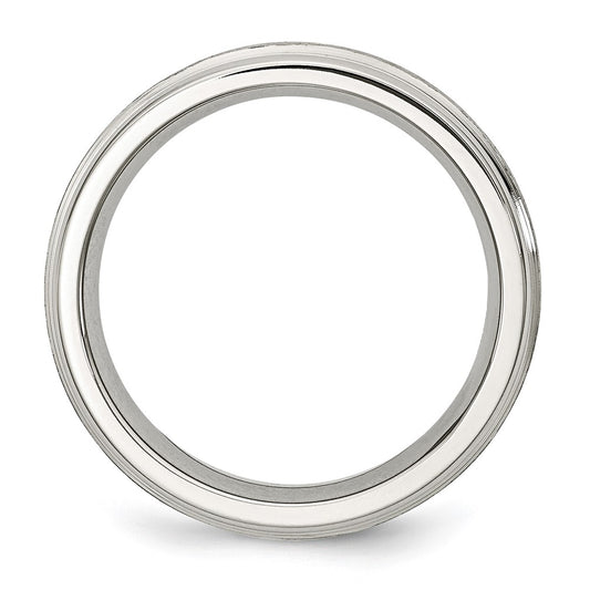 Chisel Stainless Steel Polished with Satin Center 6mm Grooved Edge Band