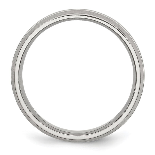 Chisel Stainless Steel Polished with Brushed Edge 6mm Grooved Band