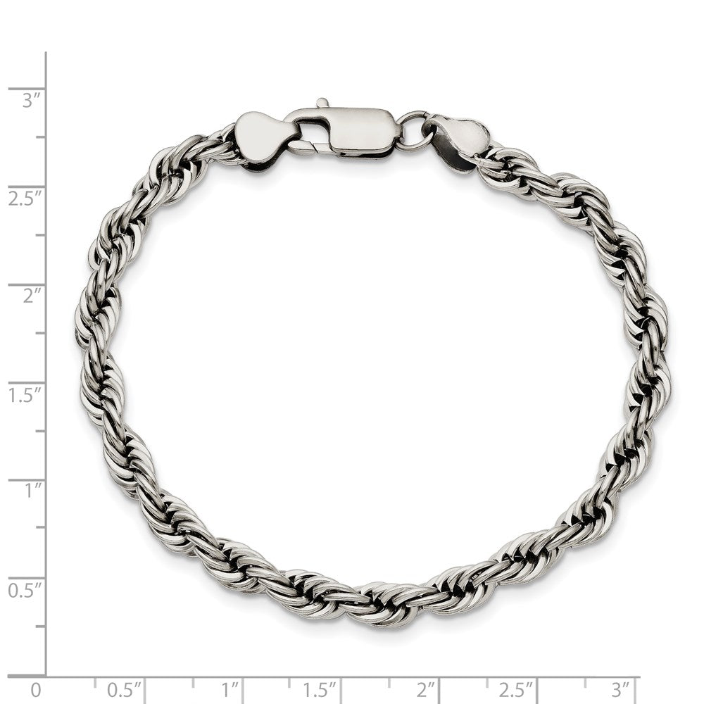 Chisel Stainless Steel Polished 6mm 9 inch Rope Bracelet