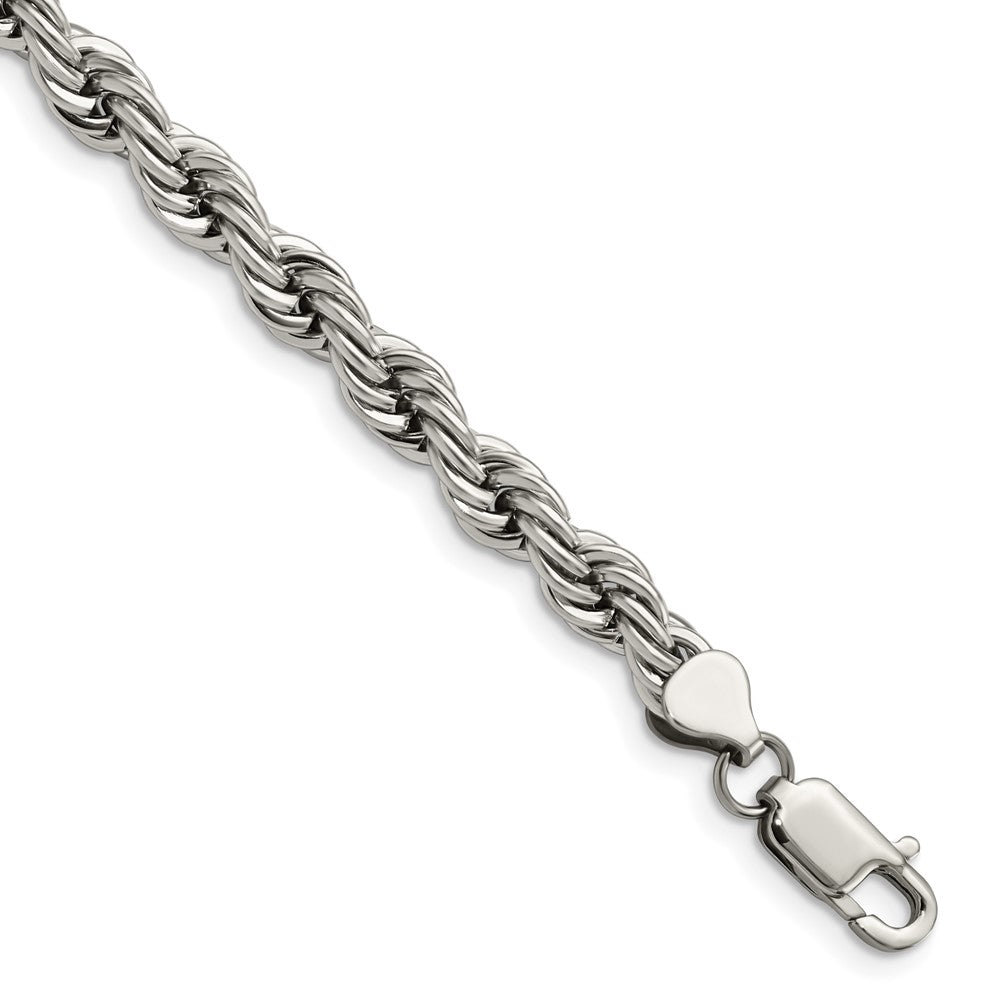 Chisel Stainless Steel Polished 7mm 7.25 inch Rope Bracelet