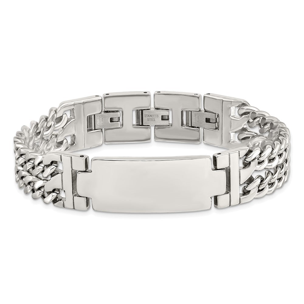 Chisel Stainless Steel Polished 2 Strand Curb Chain 7.75 inch with .5 inch extension ID Bracelet