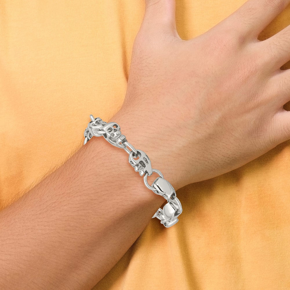Chisel Stainless Steel Polished Skull Link 8.75 inch Bracelet