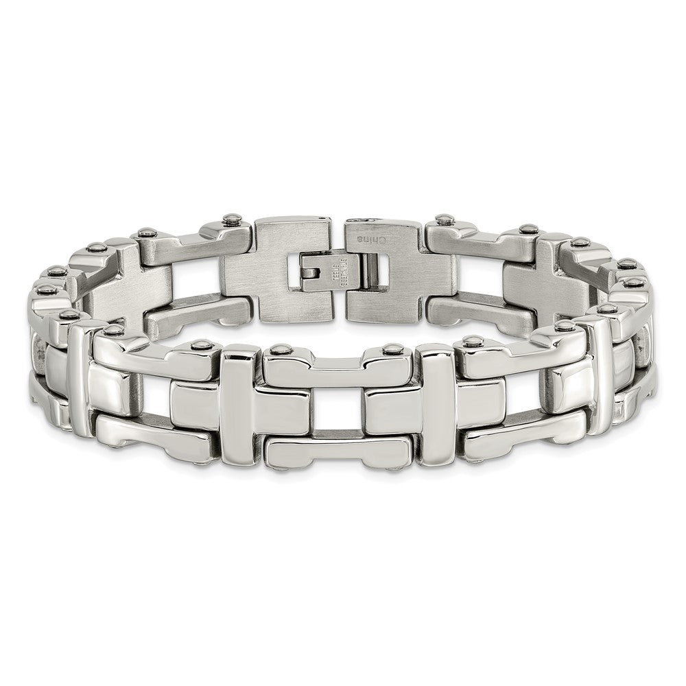 Chisel Stainless Steel Polished 8.5 inch Open Corss Link Bracelet