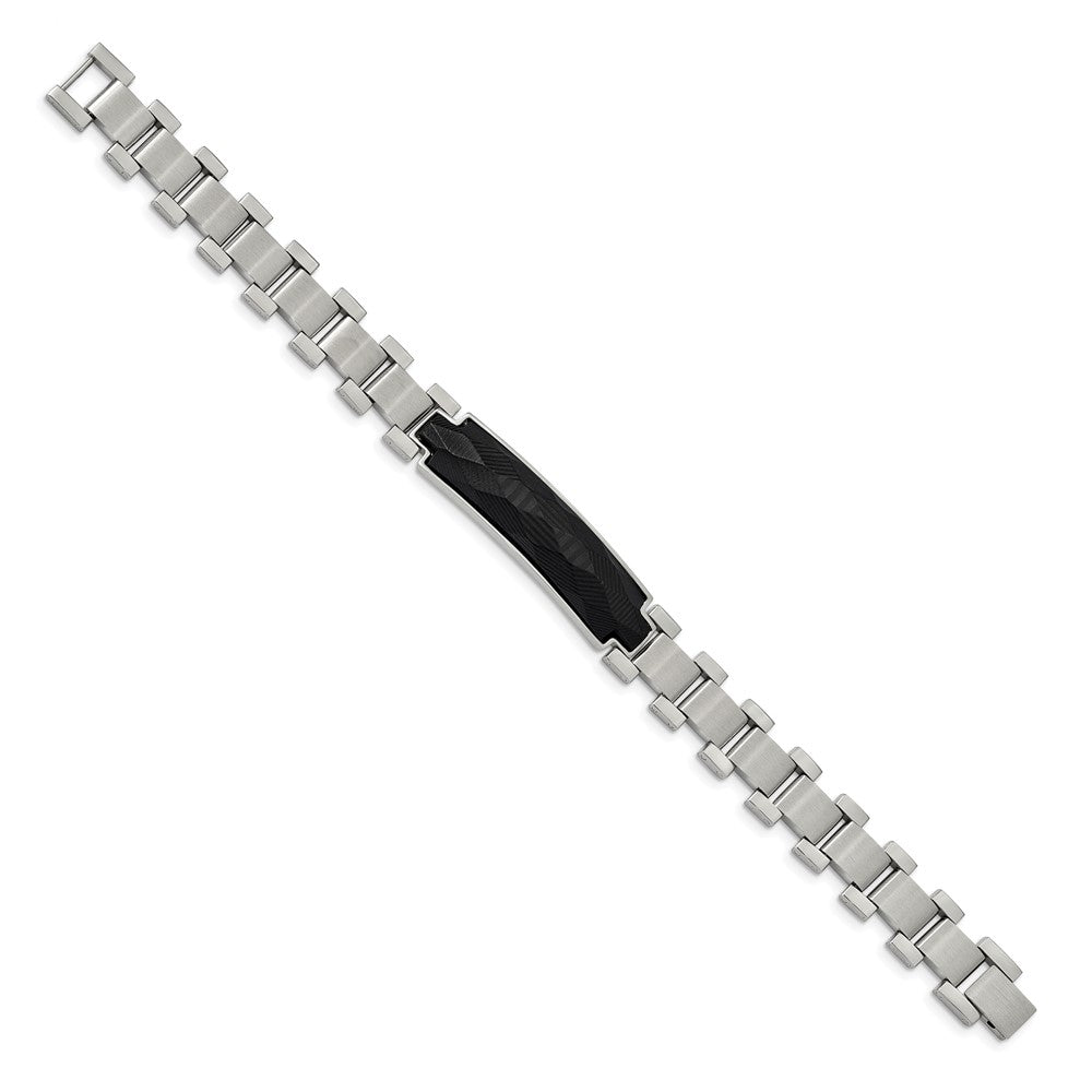 Chisel Stainless Steel Brushed and Polished with Solid Carbon Fiber Inlay 8.25 inch Bracelet