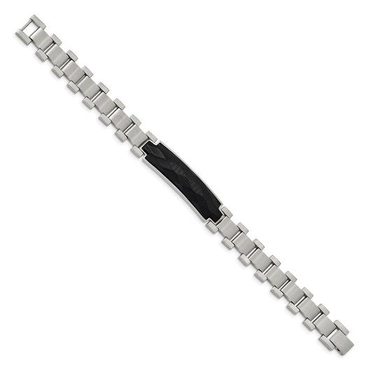 Chisel Stainless Steel Brushed and Polished with Solid Carbon Fiber Inlay 8.25 inch Bracelet
