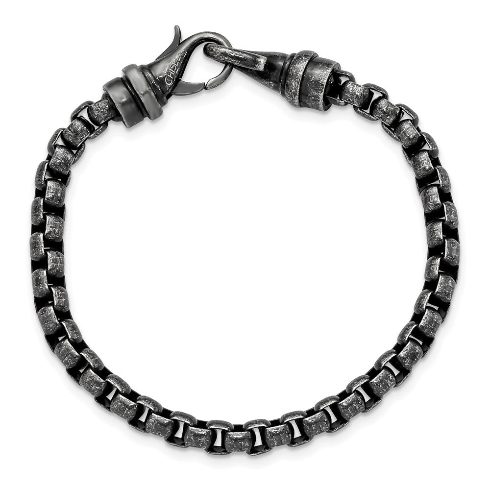 Chisel Stainless Steel Antiqued 8.5 inch Box Chain Bracelet