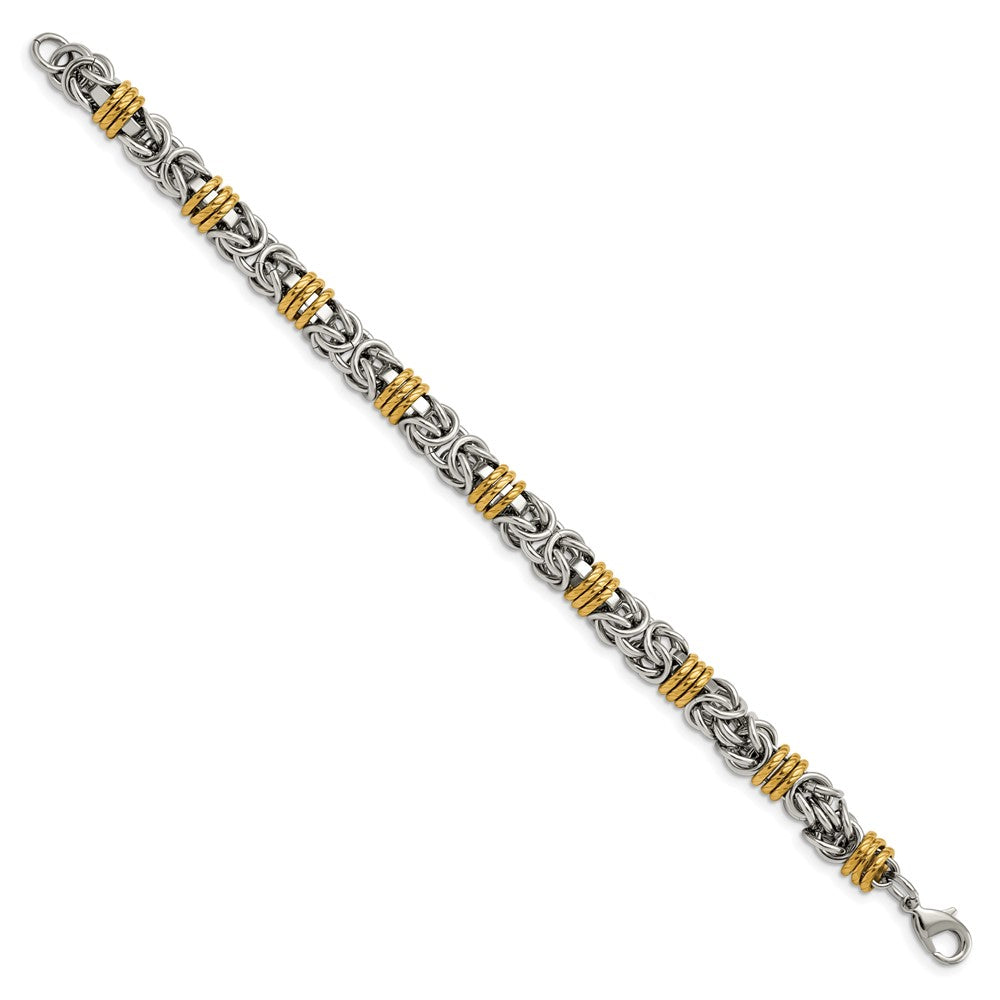 Chisel Stainless Steel Polished Yellow IP-plated Byzantine 8.25 inch Bracelet