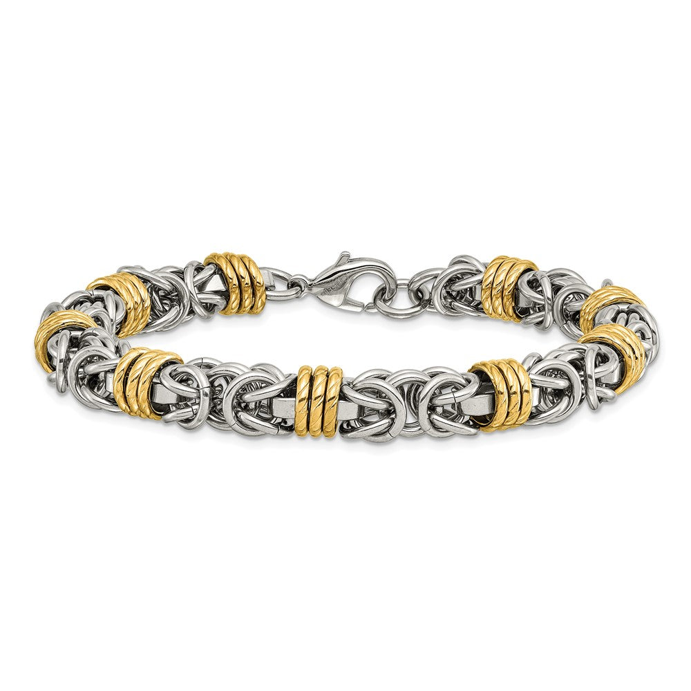 Chisel Stainless Steel Polished Yellow IP-plated Byzantine 8.25 inch Bracelet