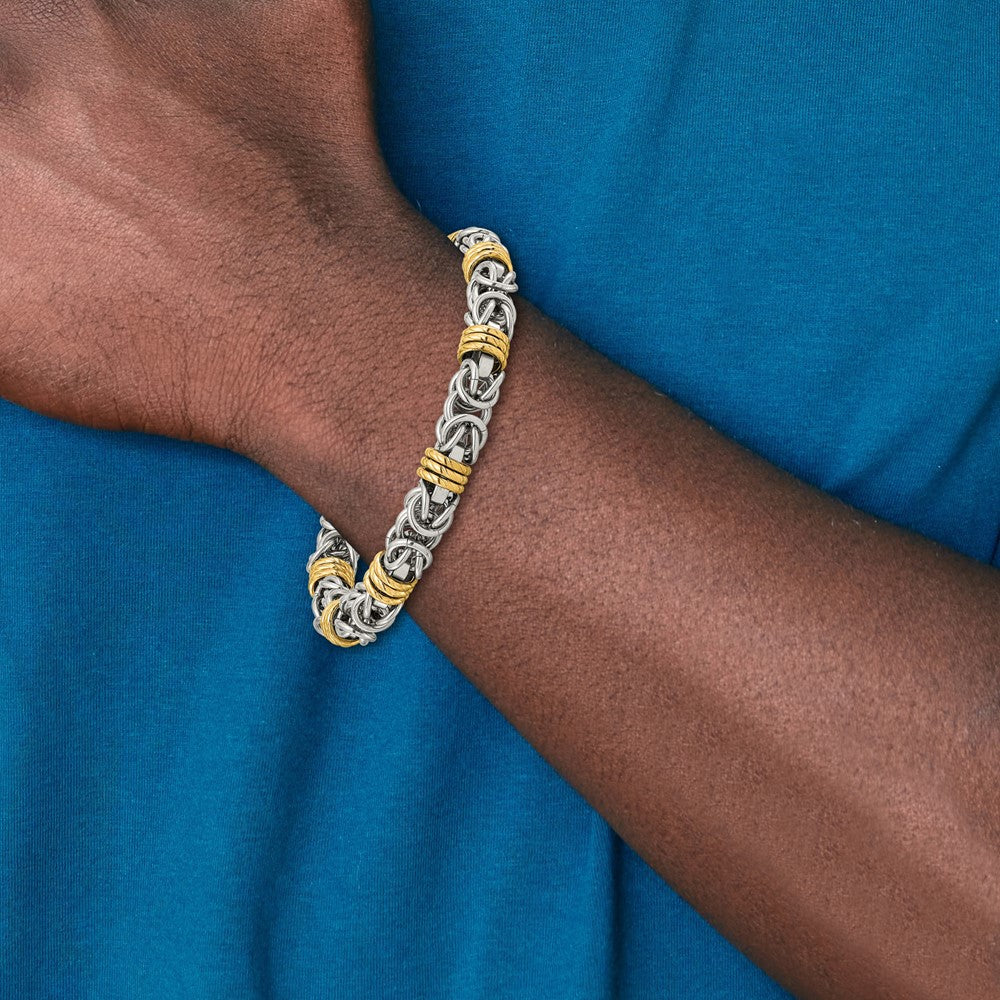 Chisel Stainless Steel Polished Yellow IP-plated Byzantine 8.25 inch Bracelet