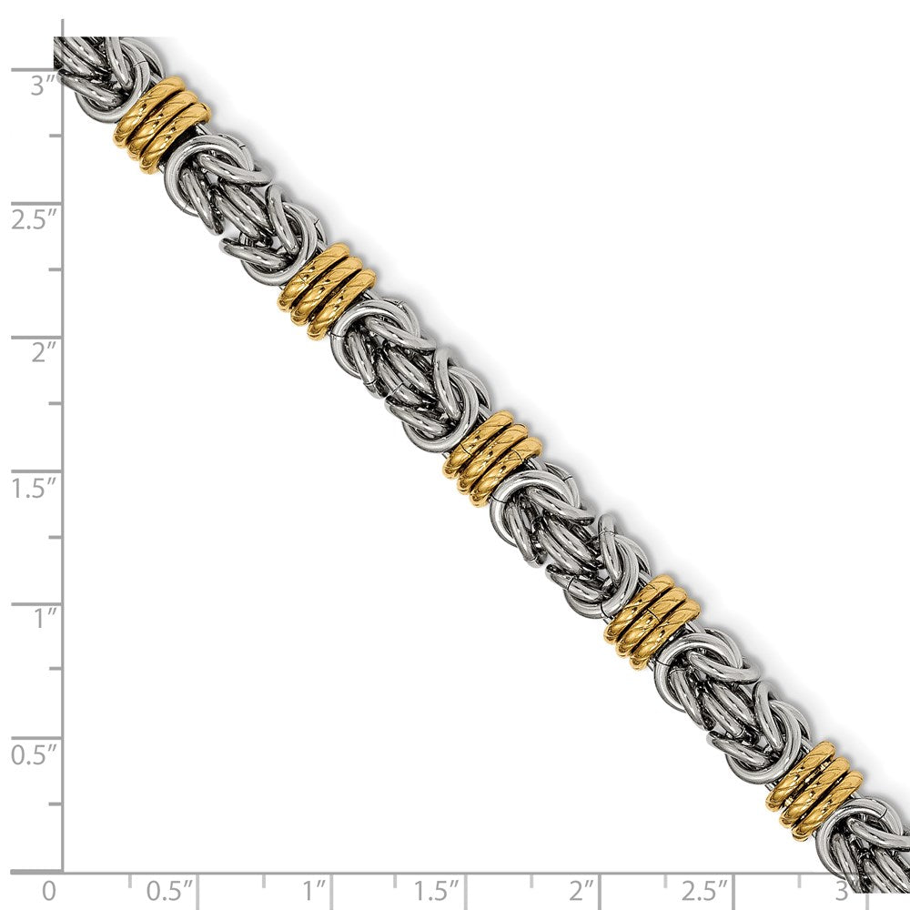Chisel Stainless Steel Polished Yellow IP-plated Byzantine 8.25 inch Bracelet