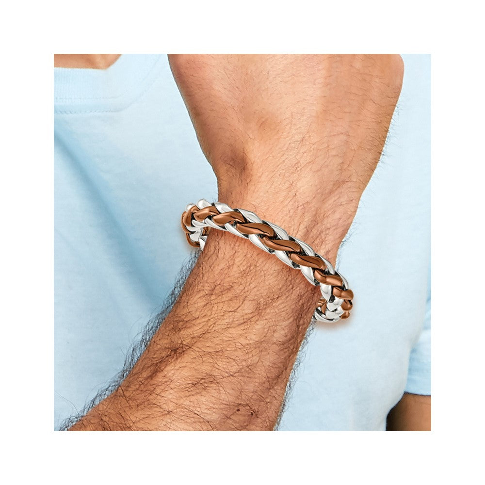 Chisel Stainless Steel Polished Brown IP-plated 8.25 inch Bracelet