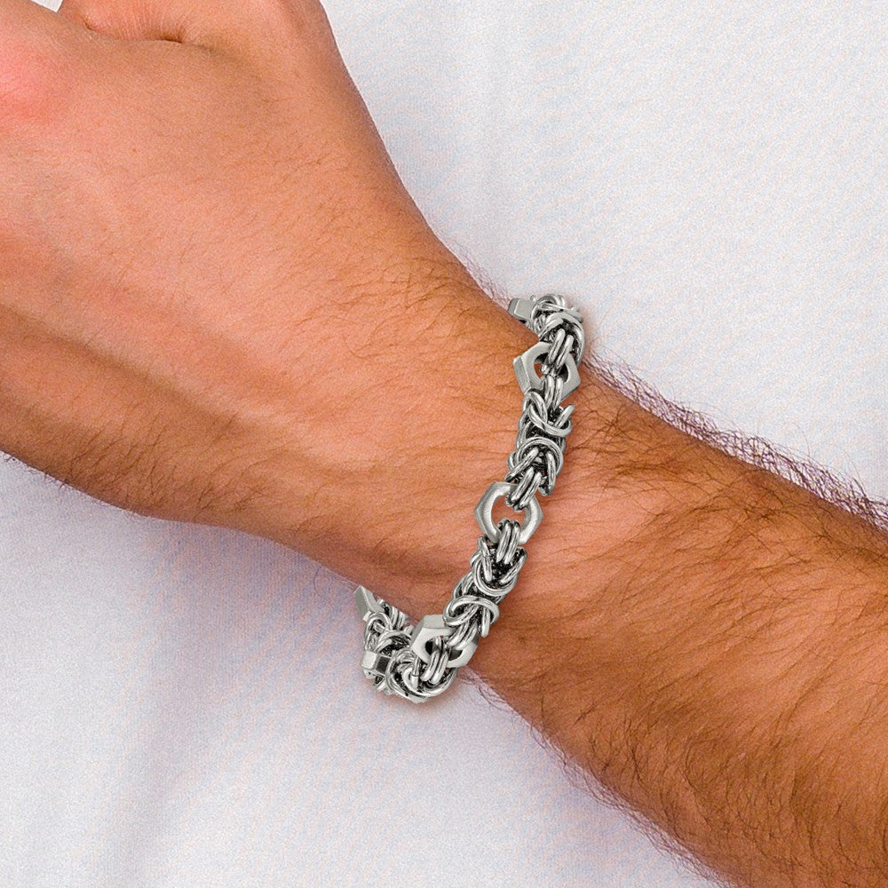 Chisel Stainless Steel Brushed and Polished Fancy Byzantine 8.25 inch Bracelet