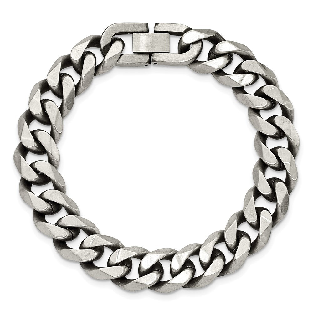 Chisel Stainless Steel Antiqued and Brushed 13mm 8.5 inch Curb Bracelet