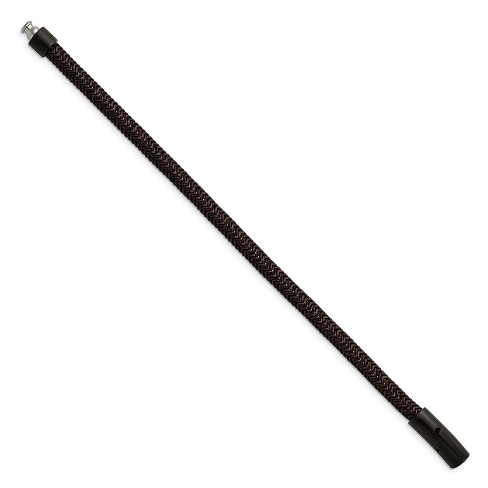 Chisel Stainless Steel Brushed and Polished Black and Brown Wire 8.25 inch Bracelet