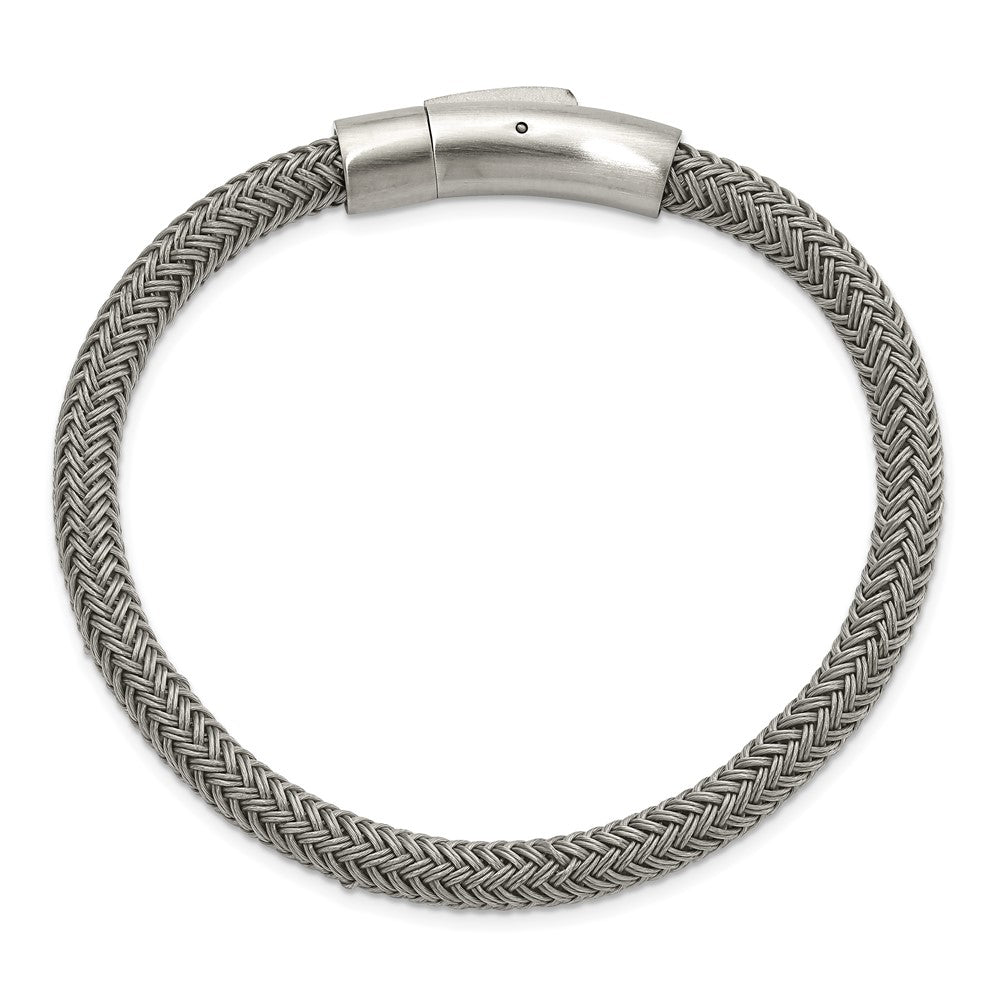 Chisel Stainless Steel Brushed and Polished Wire 8.25 inch Bracelet