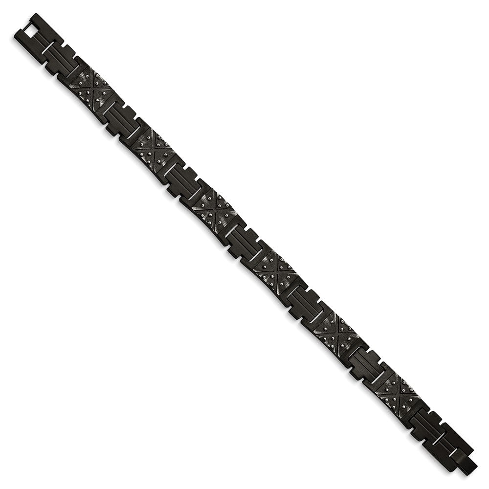Chisel Stainless Steel Antiqued and Brushed Black IP-plated 9.25 inch Link Bracelet