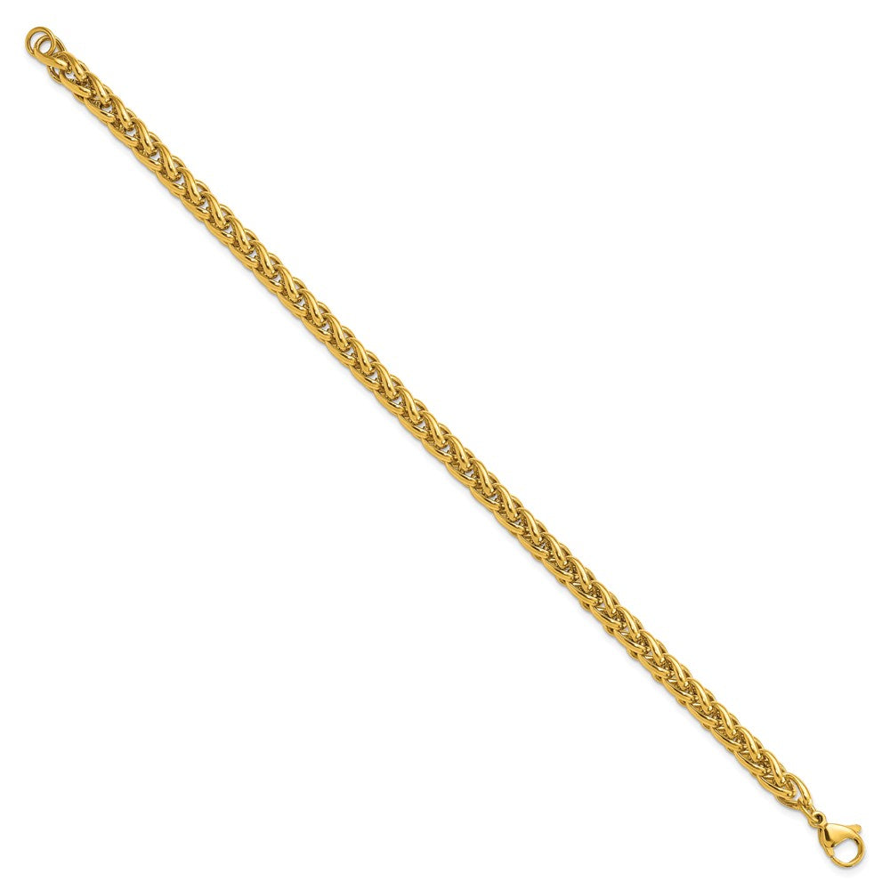 Chisel Stainless Steel Polished Yellow IP-plated 6mm 8.5in Spiga Chain Bracelet