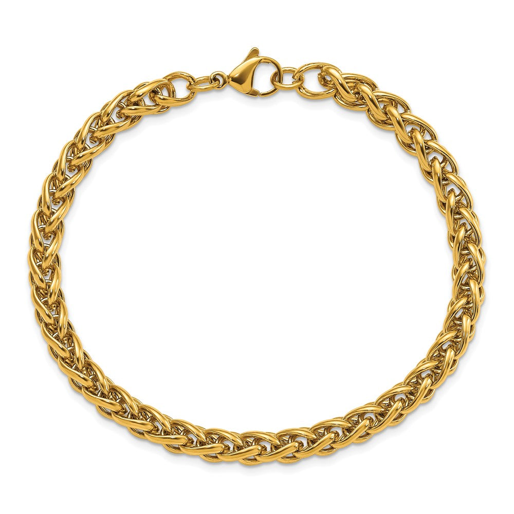 Chisel Stainless Steel Polished Yellow IP-plated 6mm 8.5in Spiga Chain Bracelet
