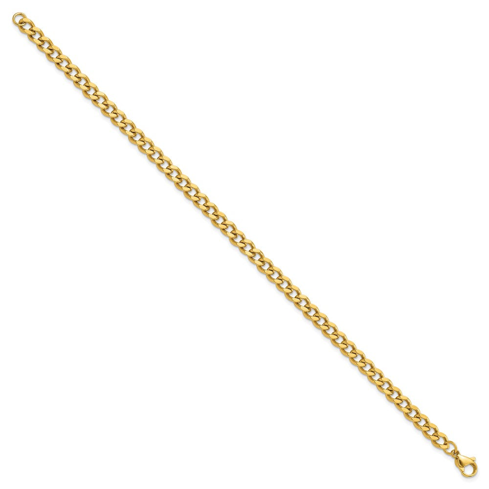 Chisel Stainless Steel Polished Yellow IP-plated 5mm 8.5in Curb Chain Bracelet