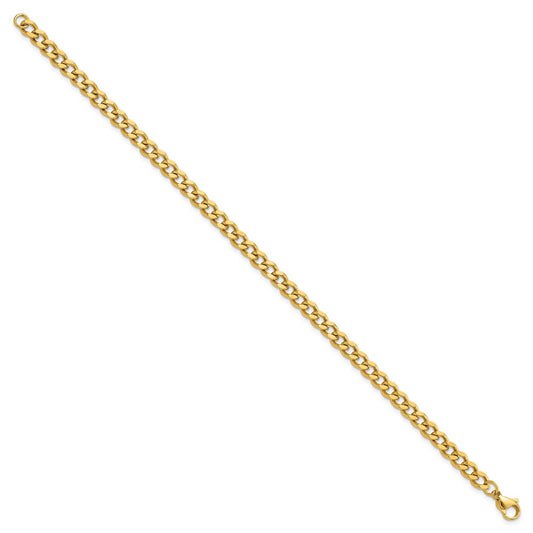 Chisel Stainless Steel Polished Yellow IP-plated 5mm 8.5in Curb Chain Bracelet