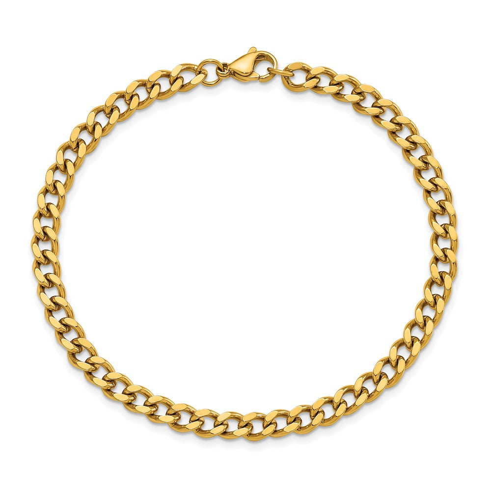 Chisel Stainless Steel Polished Yellow IP-plated 5mm 8.5in Curb Chain Bracelet