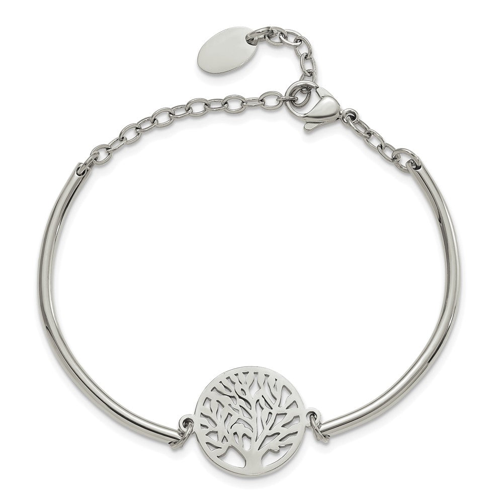 Chisel Stainless Steel Polished Tree 5.75 inch with 2 inch extension Bangle Bracelet