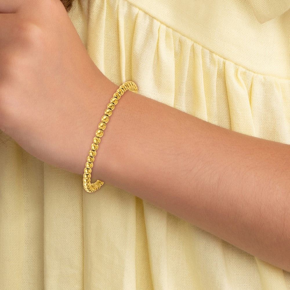 Chisel Stainless Steel Polished Yellow IP-plated 4mm Beaded 6.5 inch Bracelet with 1.5 inch Extension