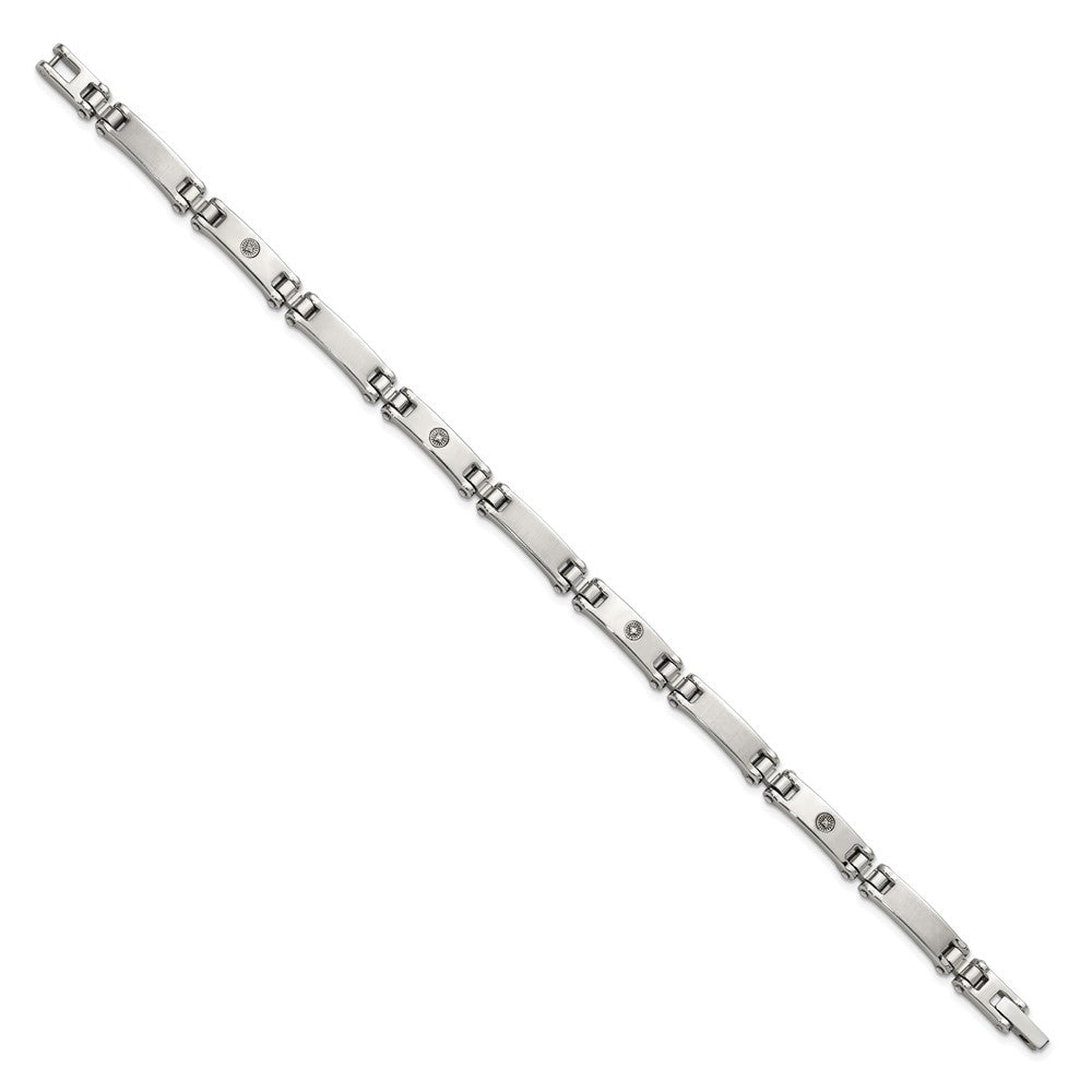Chisel Stainless Steel Brushed and Polished with 14K White Gold Accent and .02ct Diamond 8.5 inch Bracelet