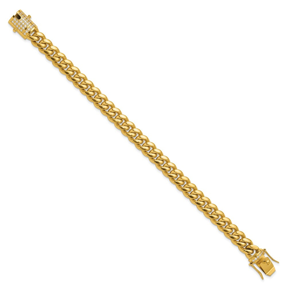 Chisel Stainless Steel Polished Yellow IP-plated with CZ 9.25 inch Curb Link Bracelet