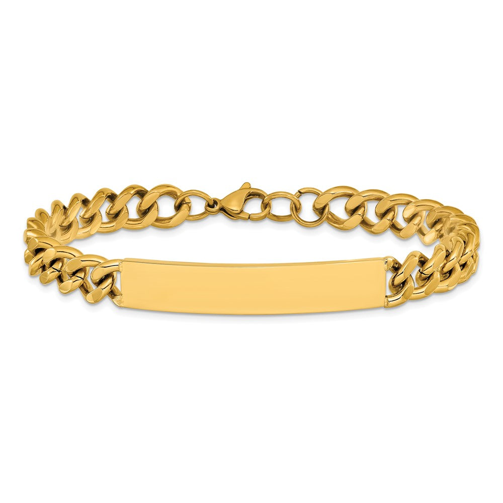 Chisel Stainless Steel Polished Yellow IP-plated Curb Link 8.5 inch ID Bracelet