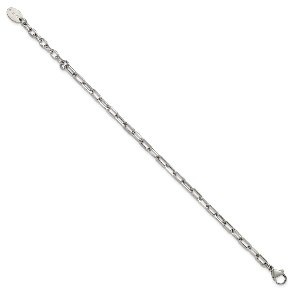 Chisel Stainless Steel Polished 6.5 inch Plus a 1.5 inch Extension Paperclip Chain Link Bracelet