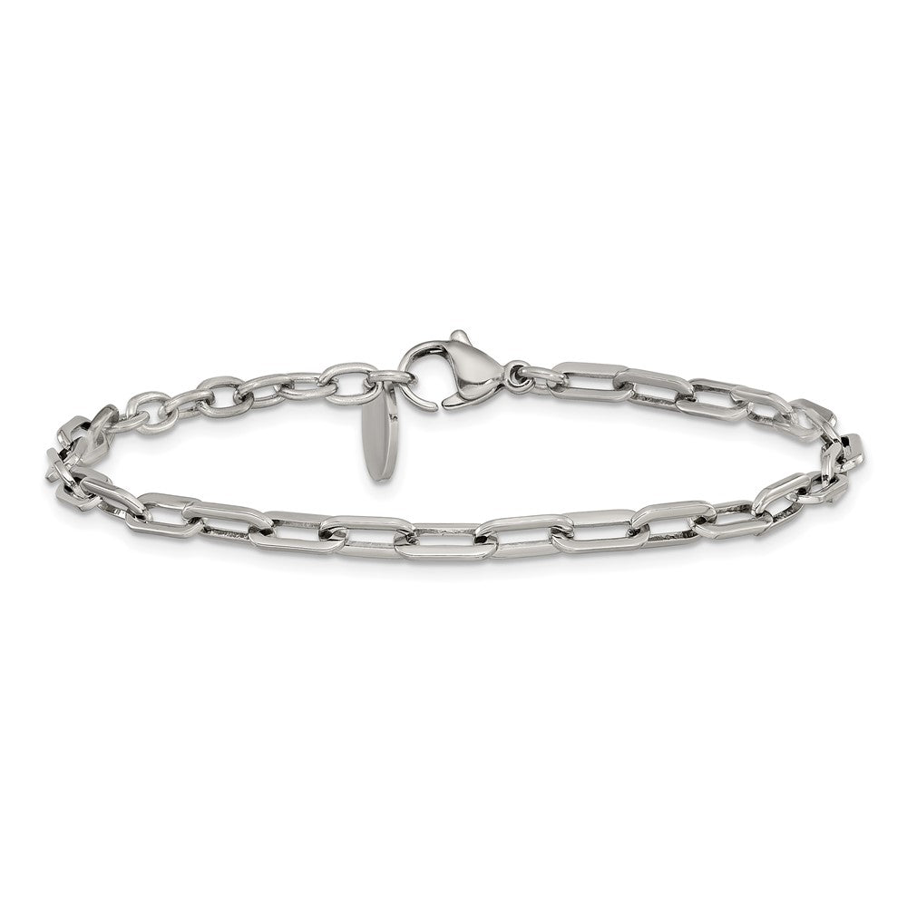 Chisel Stainless Steel Polished 6.5 inch Plus a 1.5 inch Extension Paperclip Chain Link Bracelet