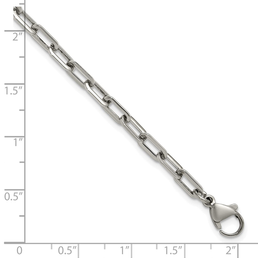 Chisel Stainless Steel Polished 6.5 inch Plus a 1.5 inch Extension Paperclip Chain Link Bracelet