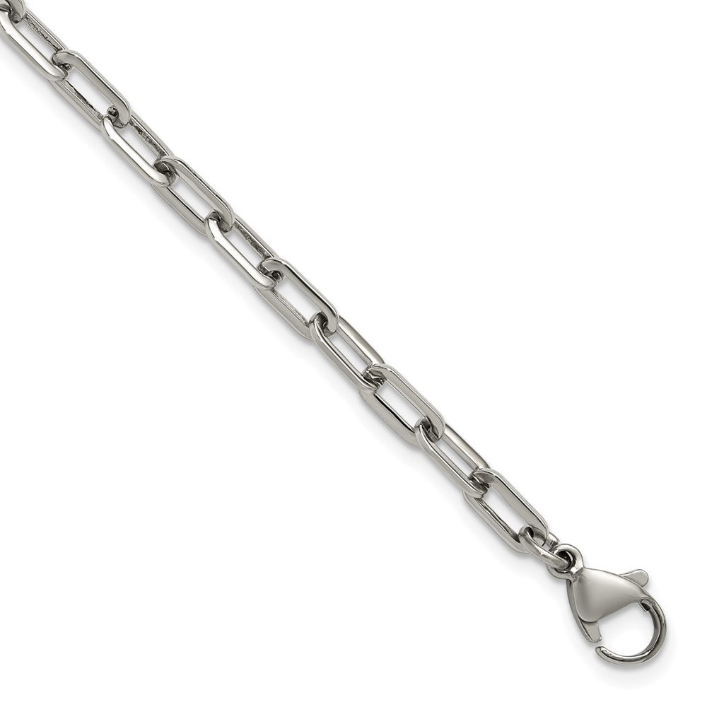 Chisel Stainless Steel Polished 6.5 inch Plus a 1.5 inch Extension Paperclip Chain Link Bracelet