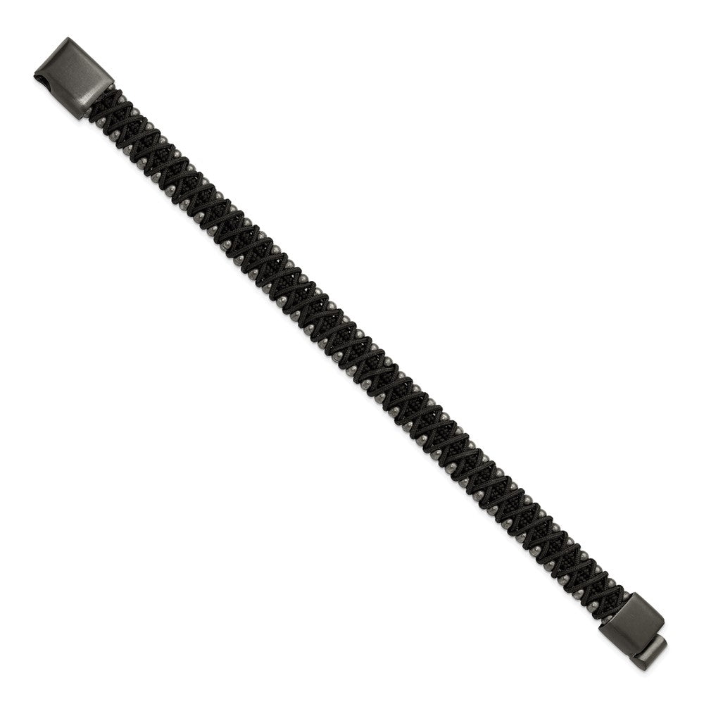Chisel Stainless Steel Brushed Gunmetal IP-plated and Black Nylon 8.5 inch Bracelet