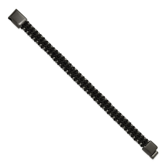 Chisel Stainless Steel Brushed Gunmetal IP-plated and Black Nylon 8.5 inch Bracelet